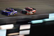 Ty Majeski (98) leads Corey Heim (11) during the NASCAR Truck race at Las Vegas. Source: Imagn